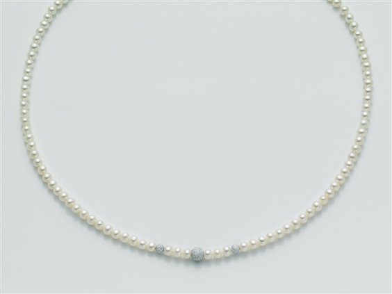 Collier Yukiko Femme Perle Oro Bianco Diamantato in Cuir PCL1839Y - PCL1839Y